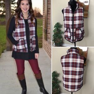 Addie Plaid Full Front Zip High Collar Vest